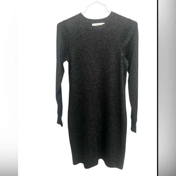 LOFT Dresses & Skirts - Loft Black and Gold Sparkly Glitterfree Party Sweater Dress Womens Small